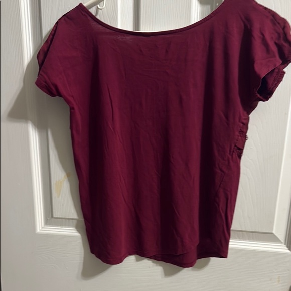 Elegant Burgundy Ruffle Top - Picture 2 of 3